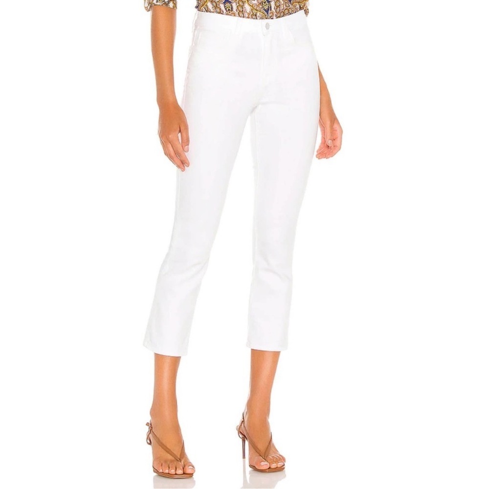 L'AGENCE Nadia High Rise Crop Straight‎ Jean in Blanc Size 31